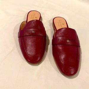 Kate Spade 8B Deep Red Caelyn 2 Leather Slip On Loafer Flat excellent used cond.